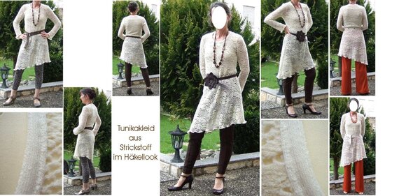 Tunikakleid aus Strickstoff im Häkellook