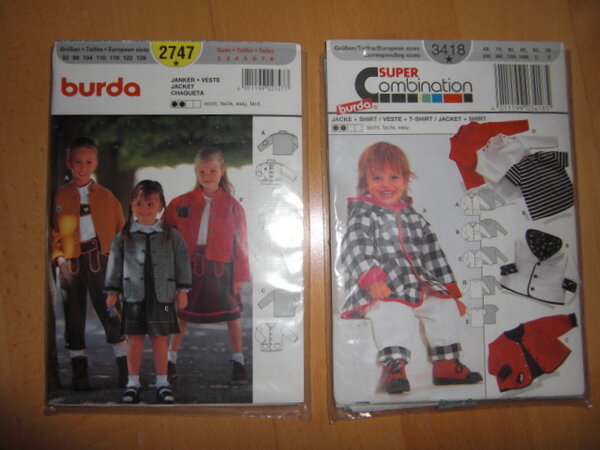 Burda Einzelschnitte
-Kinderjanker
-Kleinkinderjanker