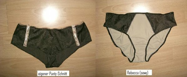 Panty eigener Schnitt
Slip Rebecca (sewy)
Stoffe und Zutaten (sewy)