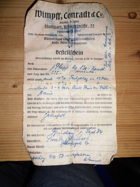 Originalquittung von 1934