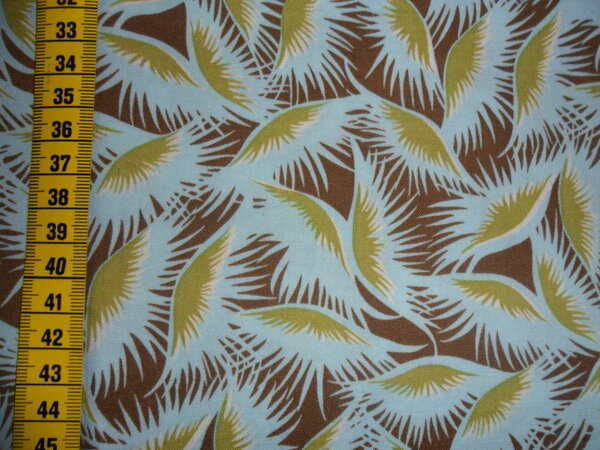 Stoff 15:
PW Amy Butler "belle" Blüten
vorgewaschen
103  x 48 => 0,49 m² (kleine Ecke 10x10 fehlt)
Tauschfaktor 150 % => 0,74 m²