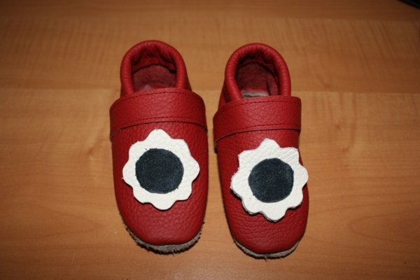 Puschen rot Blumen mod