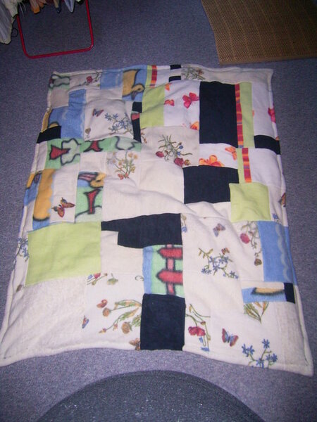Erste Patchworkdecke 2009 aus Fleeceresten