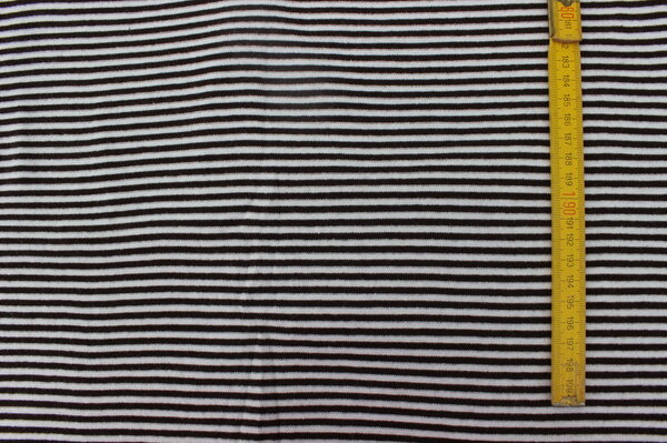 E2:
Strickstoff Streifen schwarz-weiß
(auch als Bündchen verwendbar)
Eigentümer: *dummy*
200 x 40 => 0,80 m²