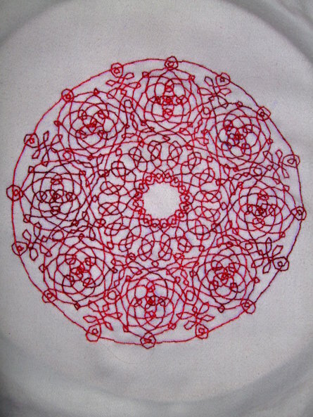 gestickt nach einem Holzschnitt von Albrecht Dürer

soll die Mitte meines ersten Quilts werden.