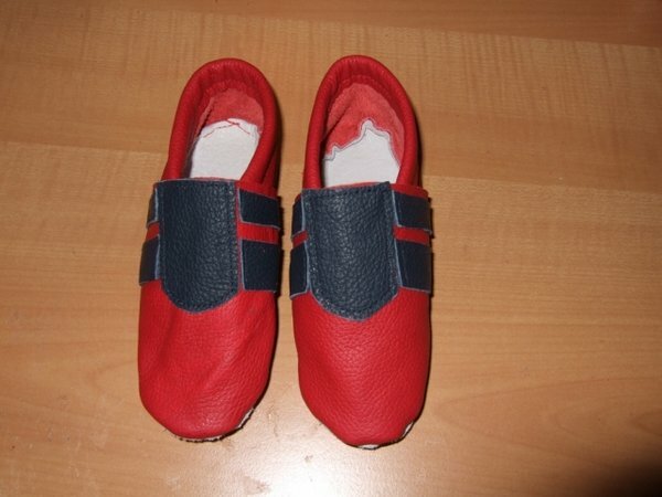 Puschen rot dunkelblau mod