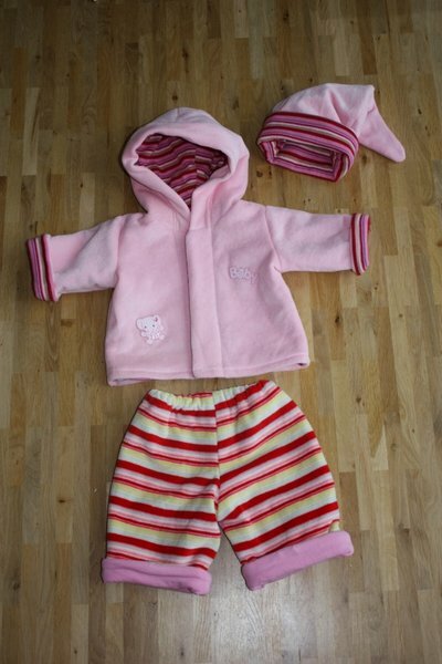 Jacke Hose Mütze Kombi in rosa für´s Baby