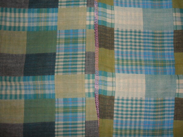 Stoff 90: 
BW-Doppelwebkaro FIMI Bizzkids blau-grün
vorgewaschen
144 x 155 = 2,23 m²