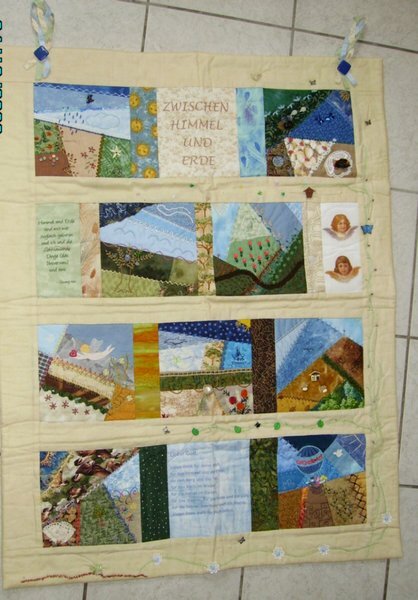 "Zwischen Himmel und Erde"
Fertiger Wandbehang von einem Crazy Block Round Robin