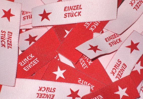 Einzelstück - meine neuen Labels in rot-weiß