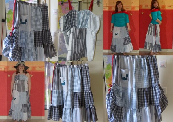 Sommeroutfit fürs Enkele aus Herrenhemden recycled.