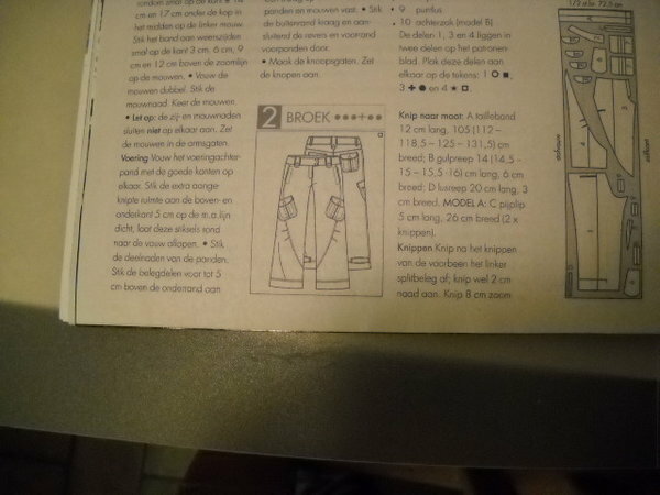Technische Zeichnung für die Hose