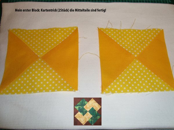 Die ersten Dreiecke für den Block "Kartentrick" (unten die Vorlage)
Haltet mich jetzt nicht für total gescheuert aber ich bin stolz wie Oskar, hatte total Schiss vor Dreiecken...