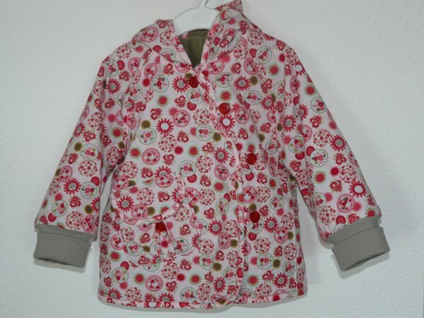 Jacke aus der Ottobre 04/09

Aussen ein imprägnierter Baumwollstoff und Innen mit einem kuscheligen dunkelgrünen Polarfleece gefüttert