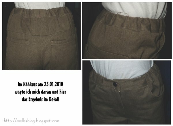 dank meinem 2. Nähkurs und unserer Leiterin wagte ich es doch und bei raus kam eine durchaus tragbare Hose *freu*