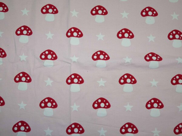 rosa Jersey mit Pilzen
60x45 cm plus 40x25cm