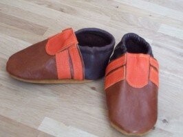 Puschen braun orange