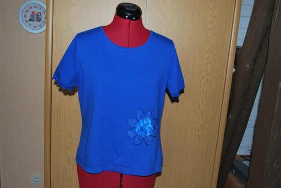 Trigema Singlejersey, T Shirt blau