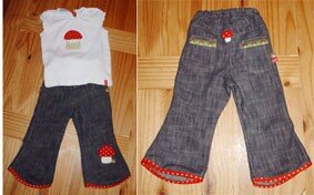 Fliegenpilz-Jeans Kim Rückseite und Tshirt