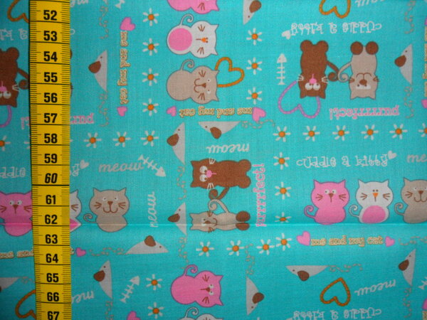 Stoff 86:
PW fabric quarters cuddle a kitty
neu
47 x 44 => 0,21 m²
Tauschfaktor 150 % => 0,31 m²