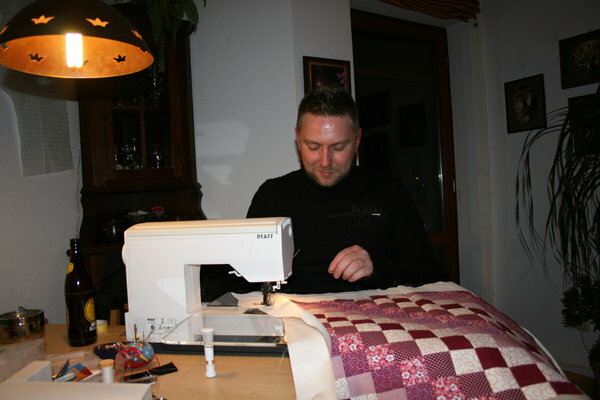 Ich beim quilten