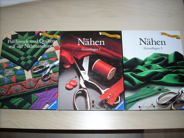 Meine guten Bücher aus der Ravensburger Reihe "Spass am Nähen"

Patchwork und Quilten mit der Nähmaschine und
Nähen Grundlagen 1 & 2