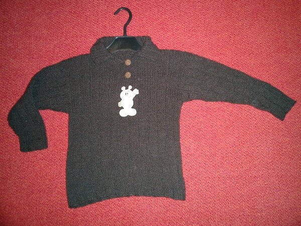 gestrickter Pulli aus weicher Merinowolle mit Alienapplikation