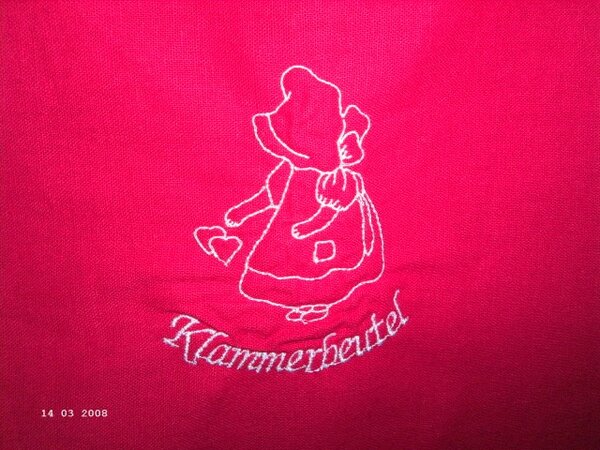 Stickerei auf Klammerbeutel