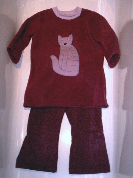 Mädchenkombi Hose und Fleecepullover mit Katze