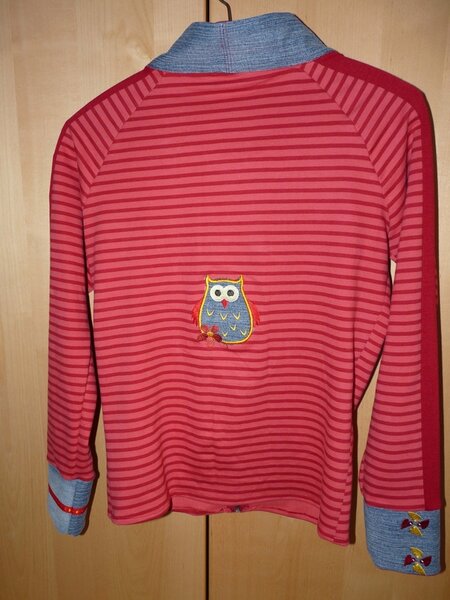 Sweatshirtjacke mit Eulen von hinten