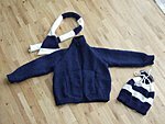 Strickjacke mit passendem Schal und Mütze Gr 98