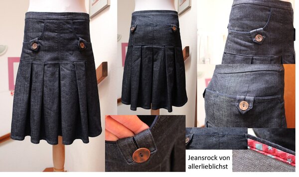 Jeansrock mit Falten und Taschen