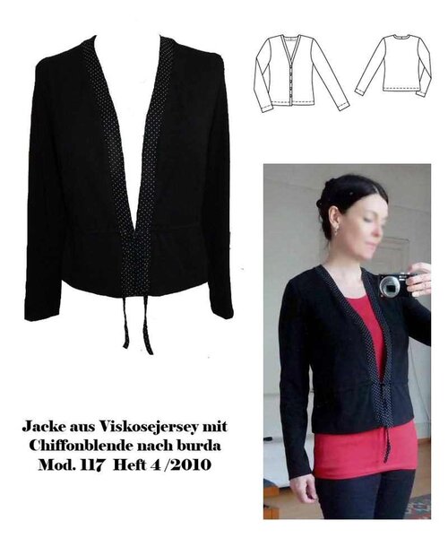 Leichte Jerseyjacke mit Chiffonblende