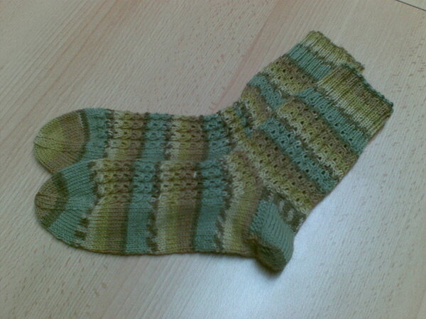 Mustersocken Gr.38/39, gelb-braun-grün