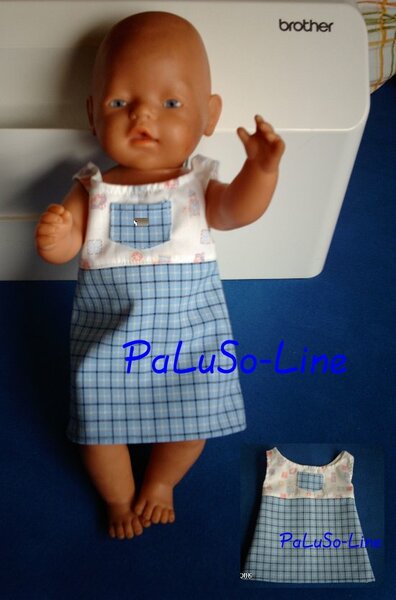 Kleid für BabyBorn Karo blau