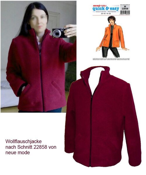 Jacke aus Wollflausch in Fuchsia