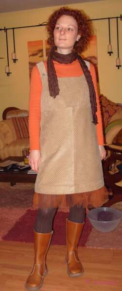 Cordkleid beige
