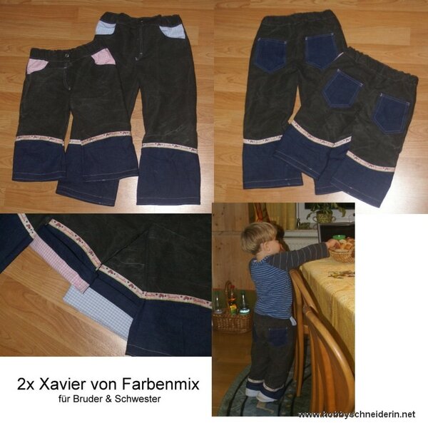 2 x Xavier, Hosen für Bruder & Schwester