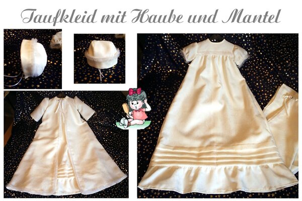 Taufkleid mit Haube und Mantel