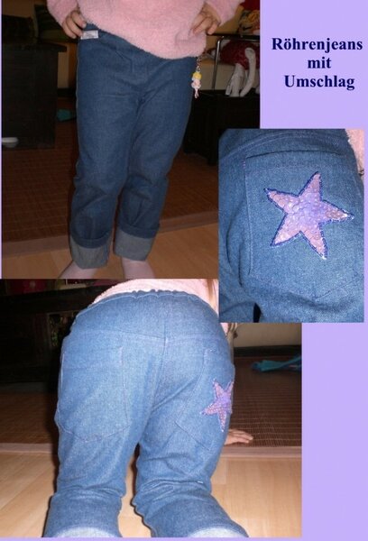 Jeans mit Umschlag mit Sternchen