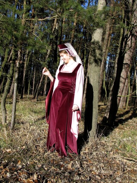 Samtkleid im Stil der Hochgotik