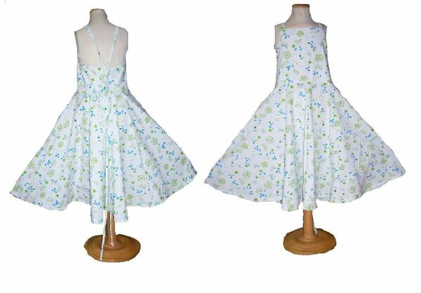 Sonnenkleid in zart türkis/kiwi/weiss
