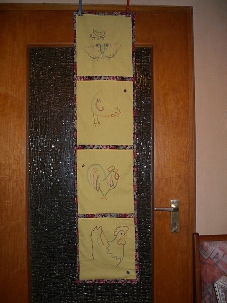 Wandbehang, Handgestickt