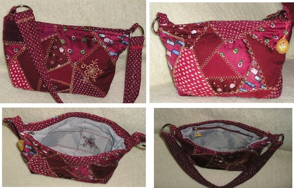 Weinrote Patchworktasche