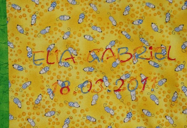 Krabbeldecke für Elia Namenstickerei