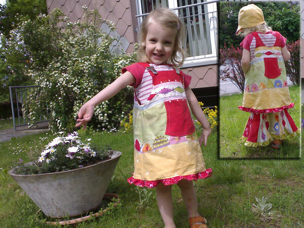Marike Trägerkleid mit passender Wendemütze und flippige Paulahose