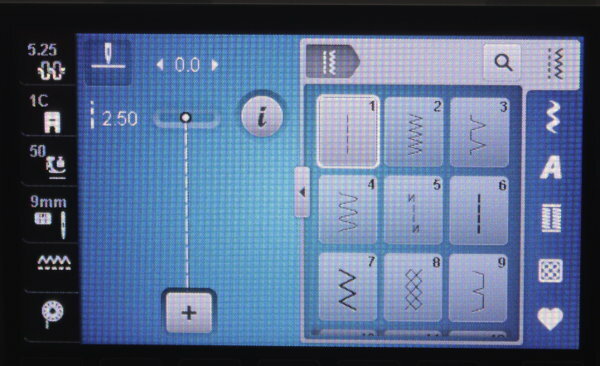 Menue auf dem Display Bernina