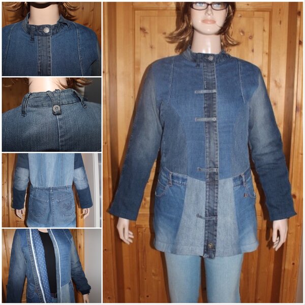 Jacke aus alten Jeans mit wattiertem Futter